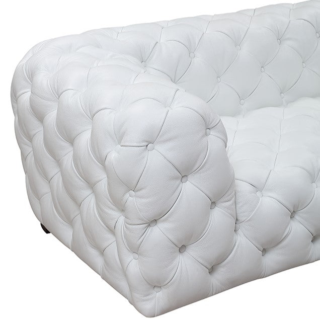 Dexter Transitional White Full Italian Leather Sofa