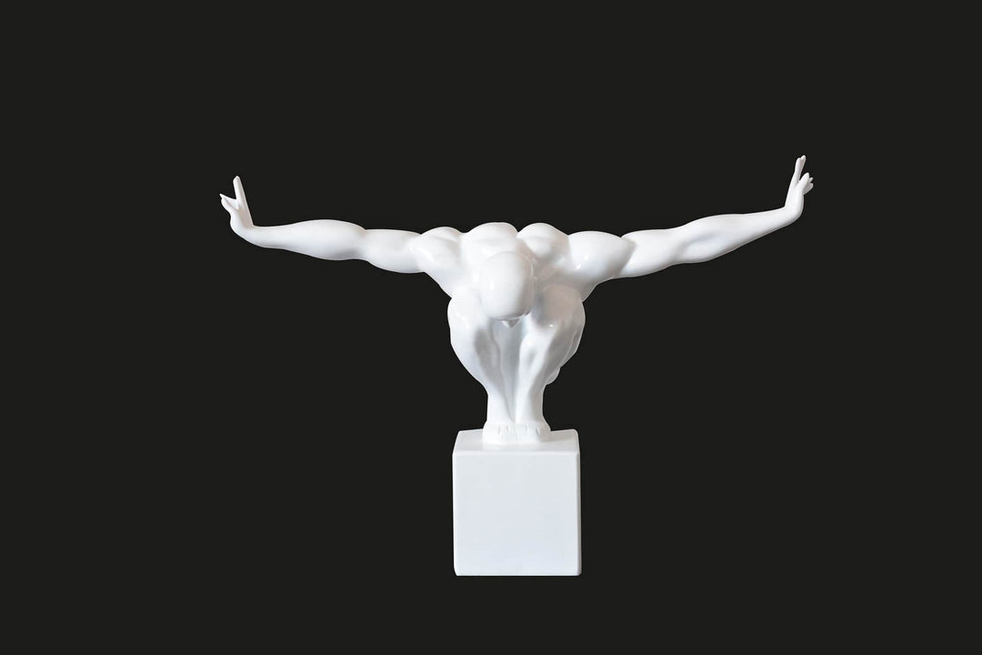 Modern White Diver Sculpture
