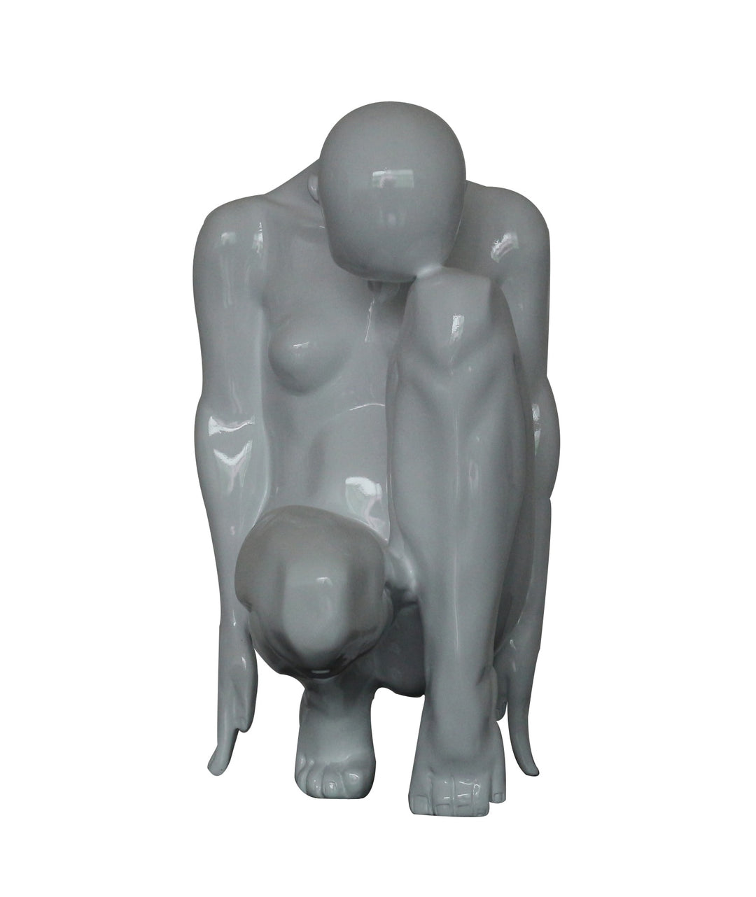 Modern White Kneeling Sculpture