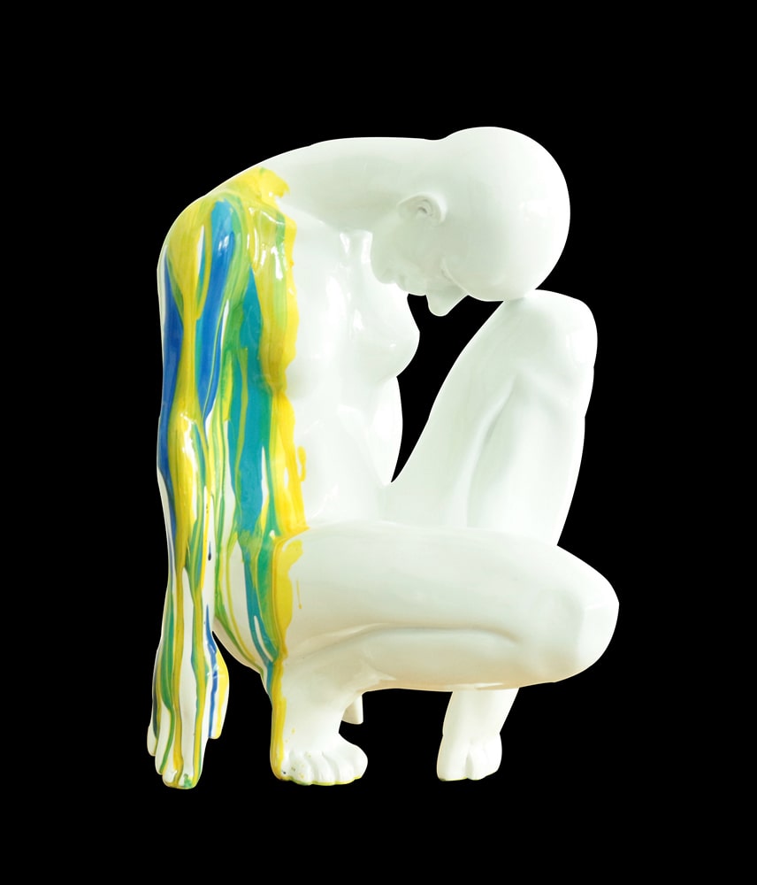 Modern Colorful Kneeling Sculpture