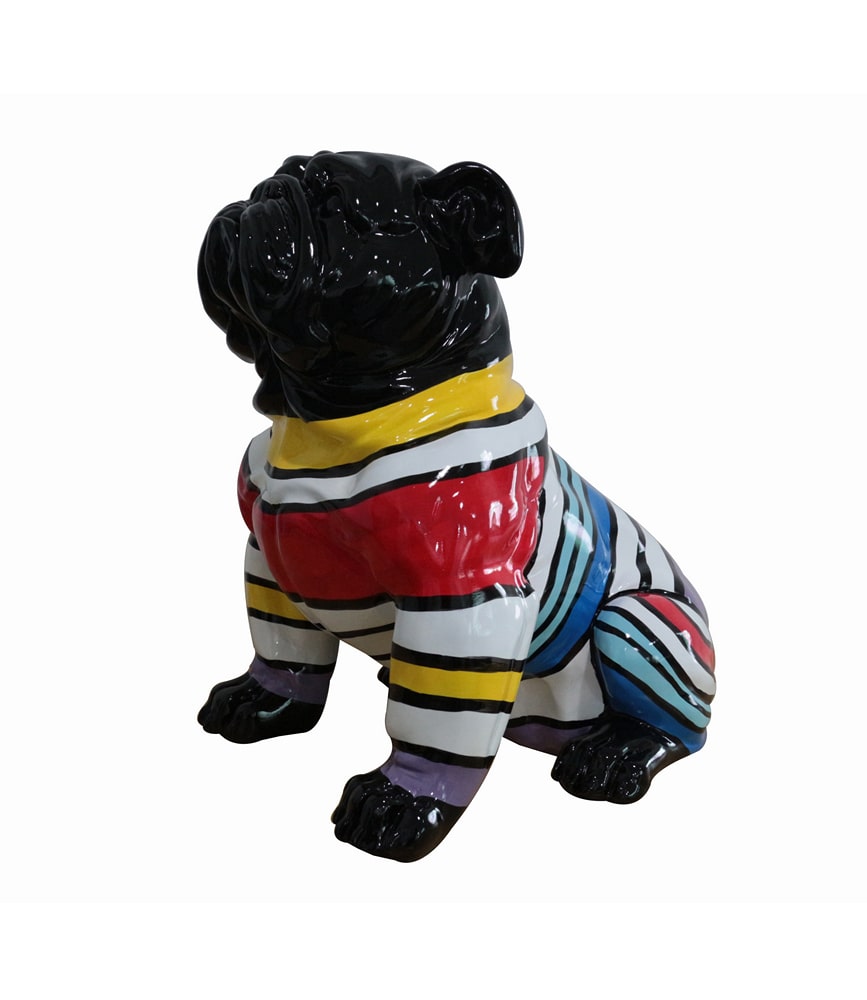 Modern Black & Colorful Sweater Pug Sculpture