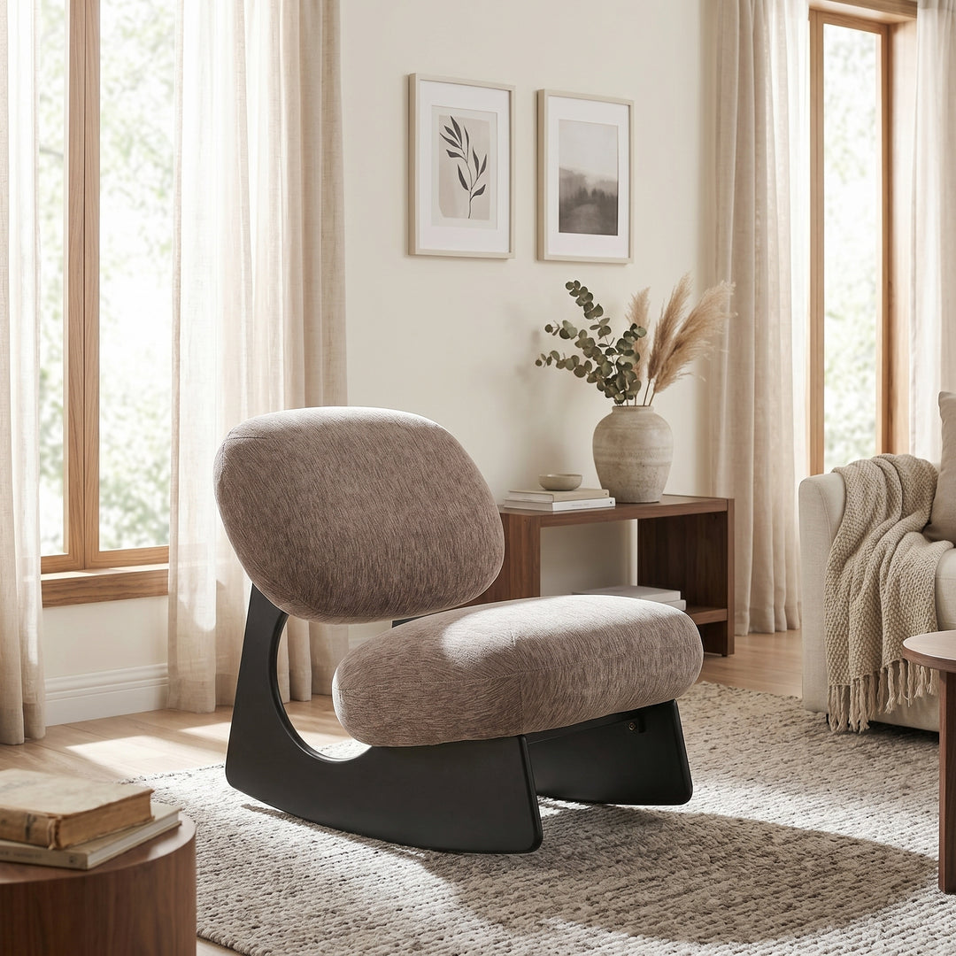 Chenille Sculptural Rocking Chair – Espresso