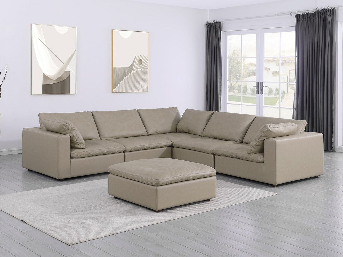 DivanItalia 1100 6-Piece L-Shaped Sectional – Top-Grain Italian Leather - Beige