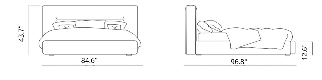 Hollywood - Italian Contemporary Grey Leather Bed