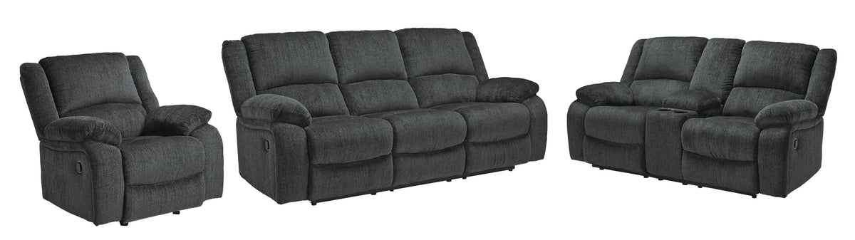 Draycoll Reclining Sofa, Loveseat and Recliner - Slate (1)