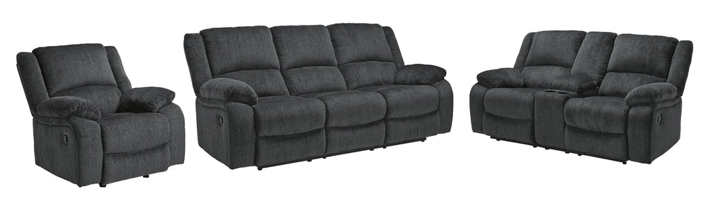 Draycoll Reclining Sofa, Loveseat and Recliner - Slate (1)