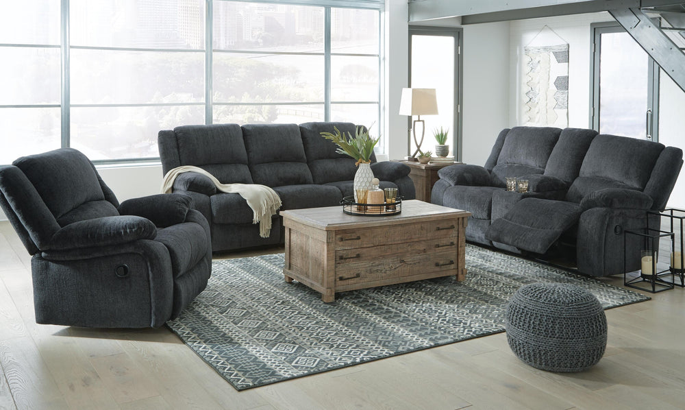 Draycoll Reclining Loveseat with Console and Recliner - Slate (14)