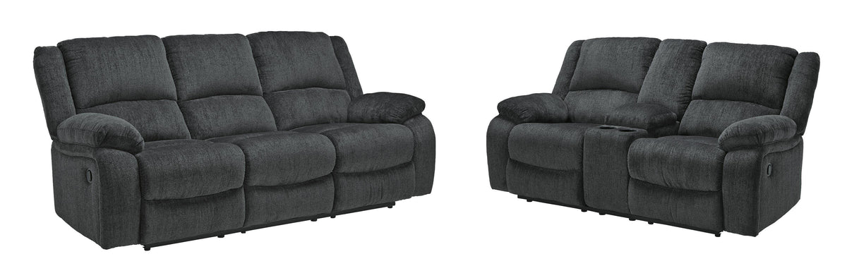 Draycoll Reclining Sofa and Loveseat - Slate (2)