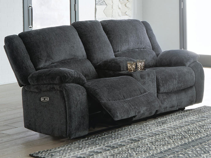 Draycoll Power Reclining Loveseat with Console - Dark Gray (2)