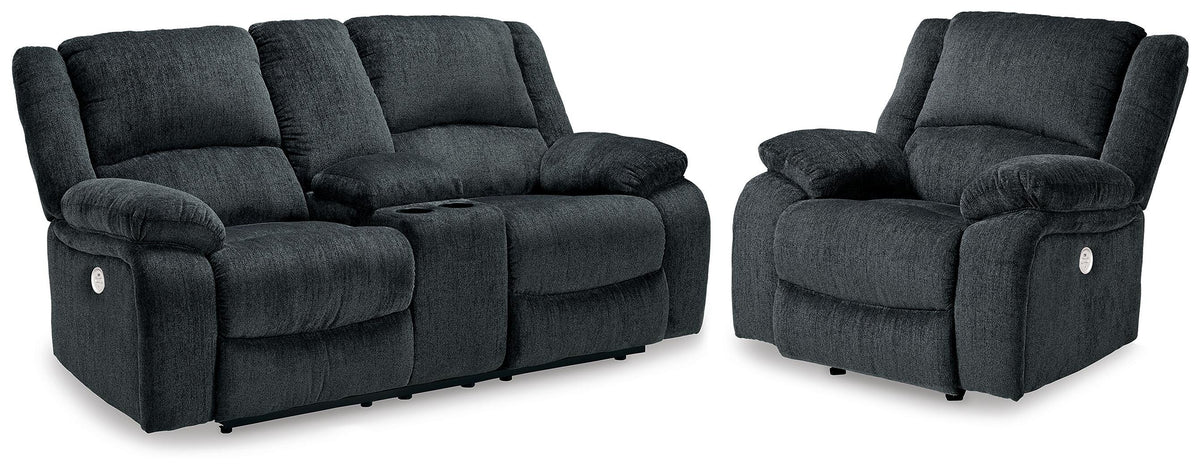 Draycoll Power Reclining Loveseat and Power Recliner - Slate (1)