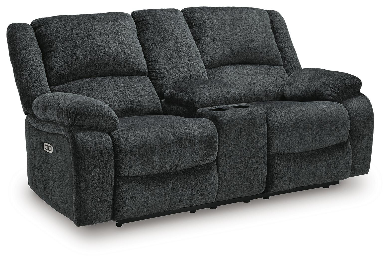 Draycoll Power Reclining Loveseat with Console - Dark Gray (1)