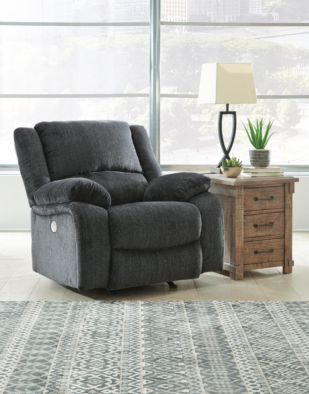 Draycoll Power Reclining Loveseat and Power Recliner - Slate (6)