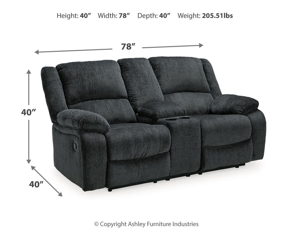 Draycoll Reclining Loveseat with Console and Recliner - Slate (12)
