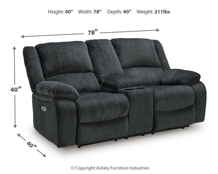 Draycoll Power Reclining Loveseat with Console - Dark Gray (7)