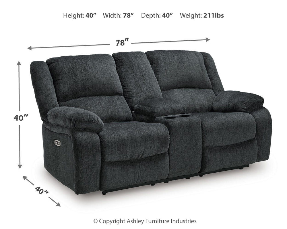 Draycoll Power Reclining Loveseat with Console - Dark Gray (7)