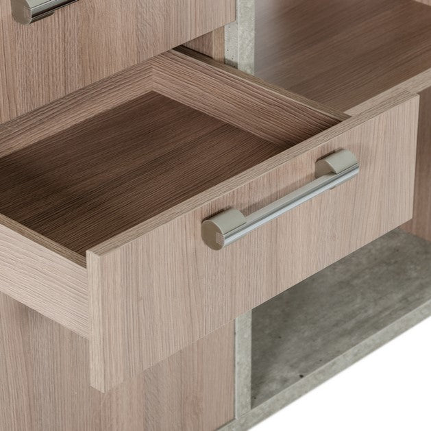 Boston Modern Glass &amp; Faux Concrete Reversible Desk