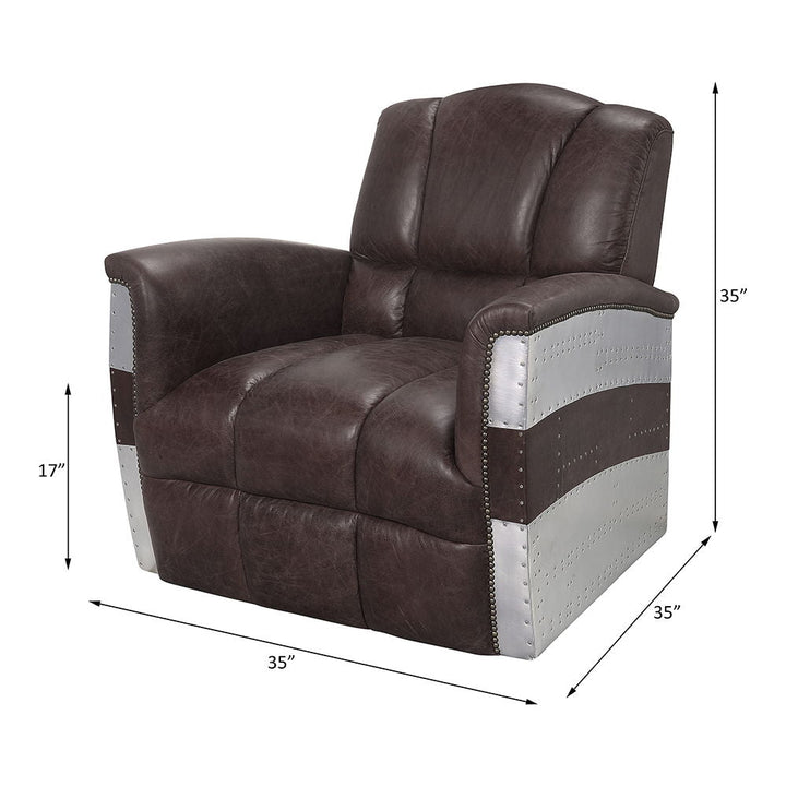 Brancaster - Accent Chair - Retro Brown Top Grain Leather & Aluminum