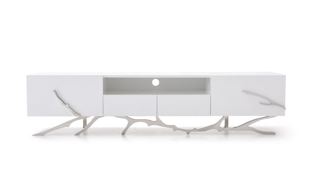 Legend - 87"-Wide Modern White TV Stand