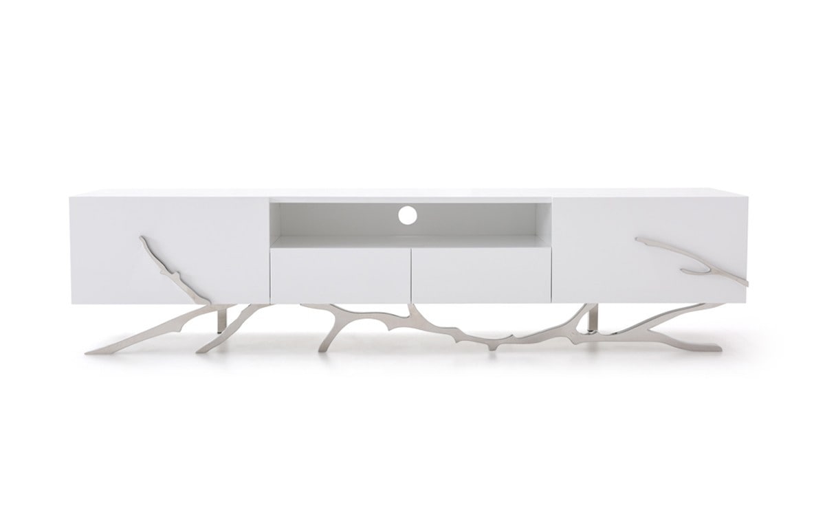 Legend - 87"-Wide Modern White TV Stand