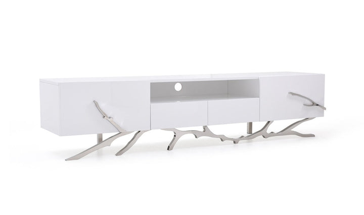 Legend - 87"-Wide Modern White TV Stand