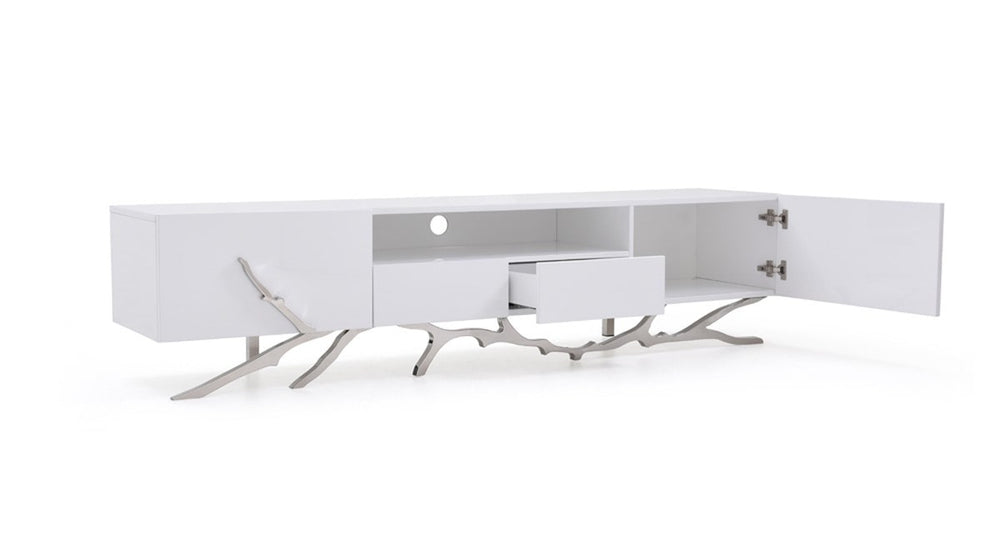Legend - 87"-Wide Modern White TV Stand - View 3