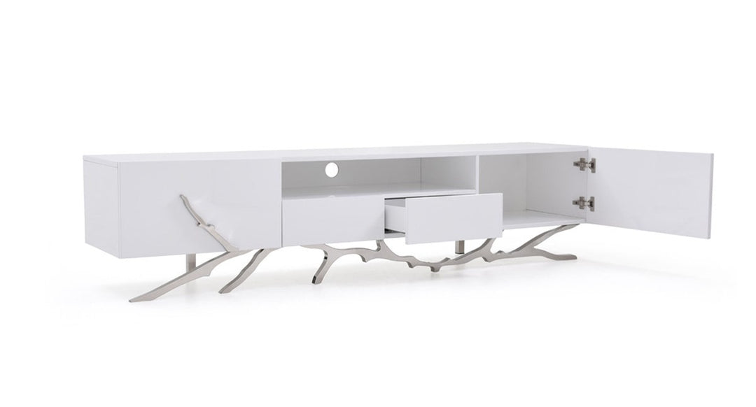 Legend - 87"-Wide Modern White TV Stand