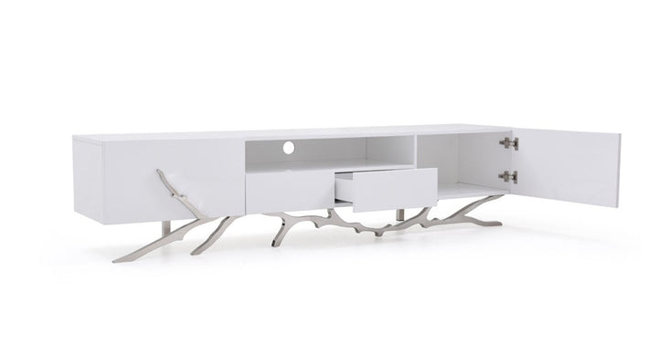 Legend - 87"-Wide Modern White TV Stand