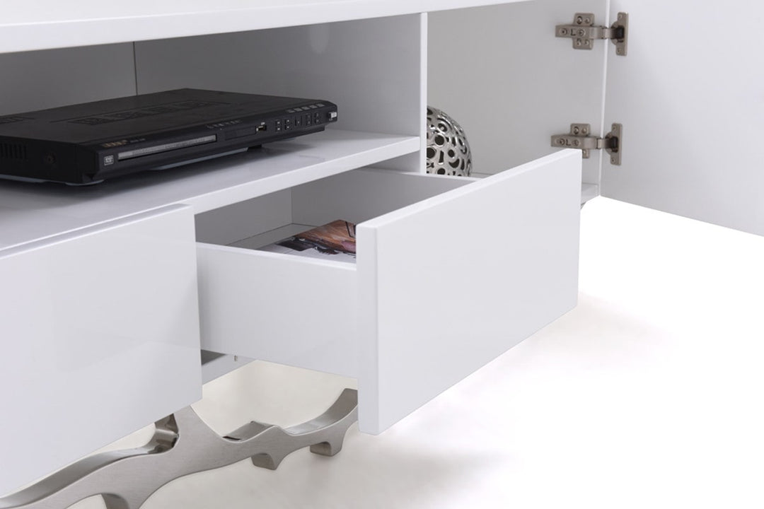 Legend - 87"-Wide Modern White TV Stand