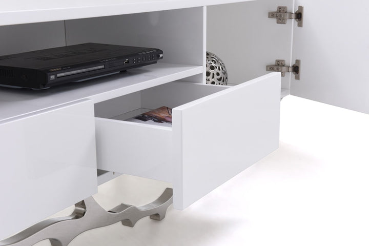 Legend - 87"-Wide Modern White TV Stand