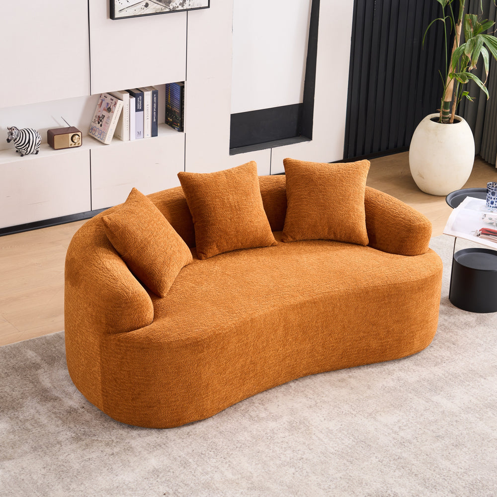 curved-loveseat-orange-full-compression-sponge-sofa