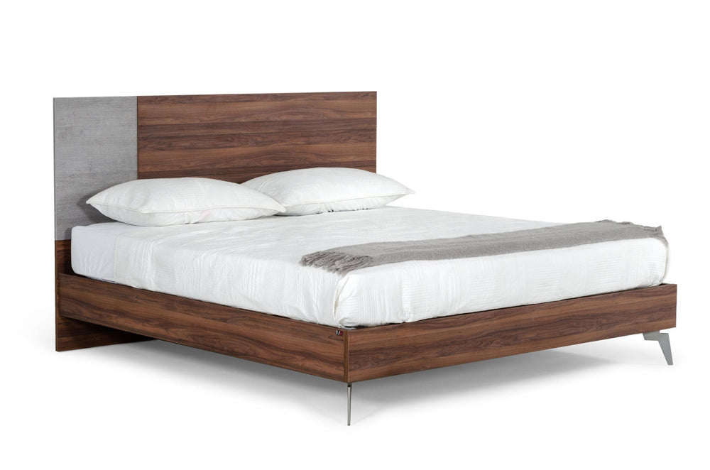 Palermo - Italian Modern Faux Concrete & Walnut 4-Piece Bedroom Set - View 2