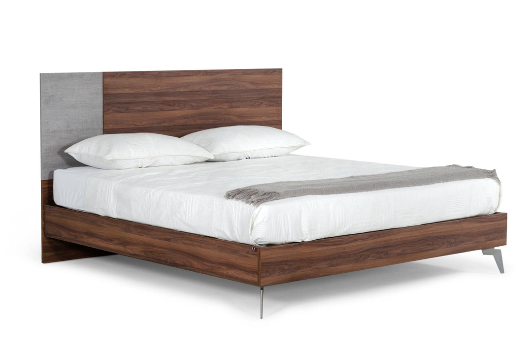 Palermo - Italian Modern Faux Concrete & Walnut 4-Piece Bedroom Set