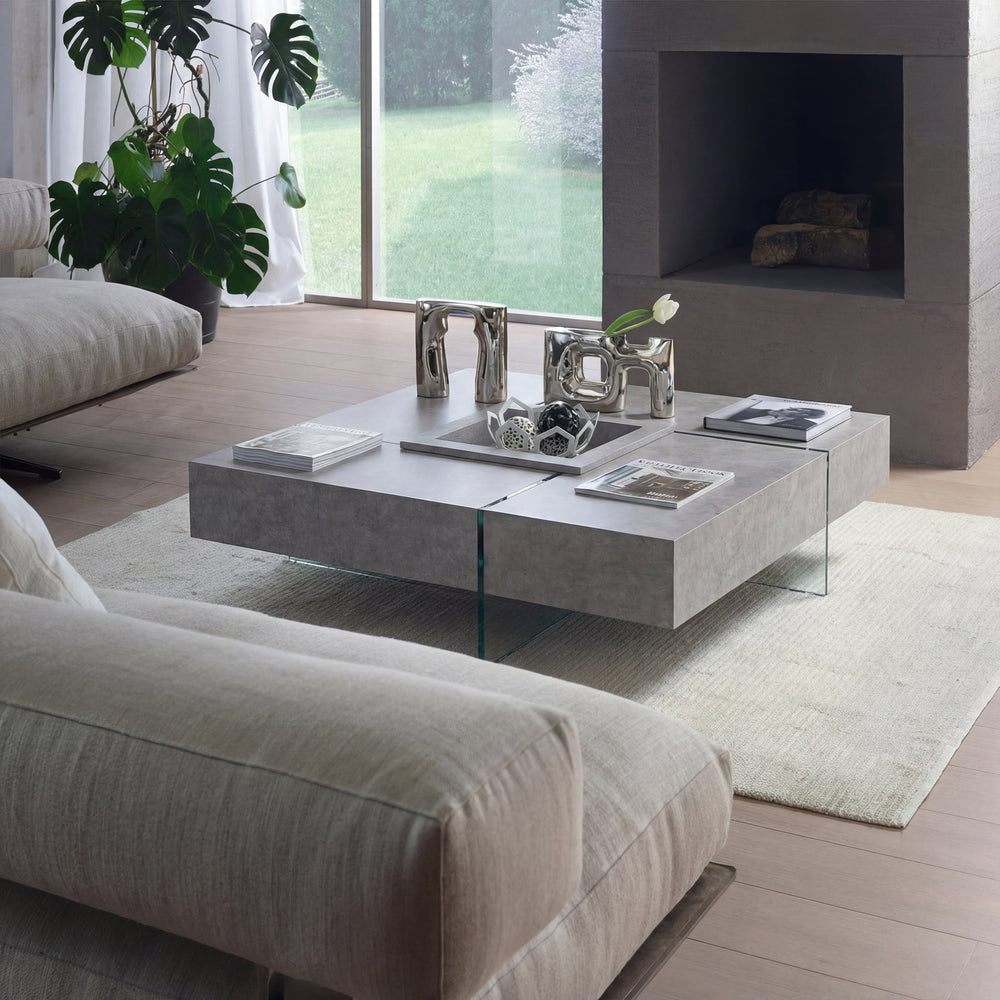 Shauna - Modern Faux Concrete Floating Coffee Table - View 5