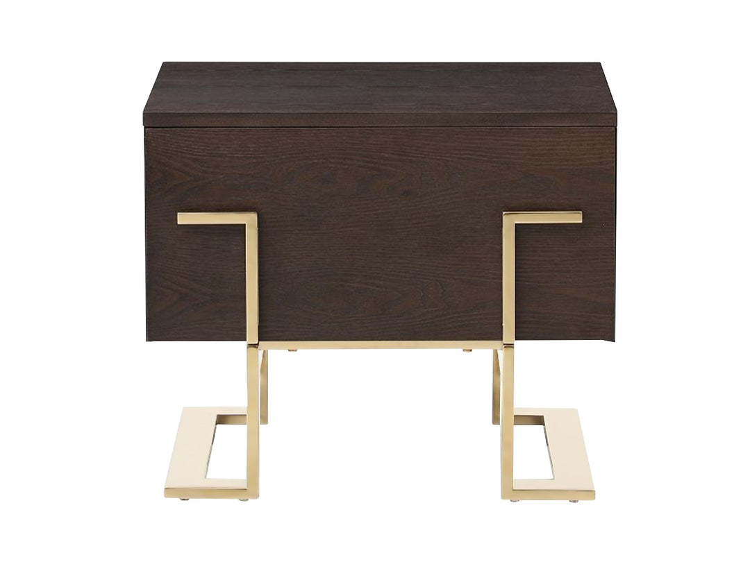 Moontide Modern Smoked Ash & Gold Nightstand