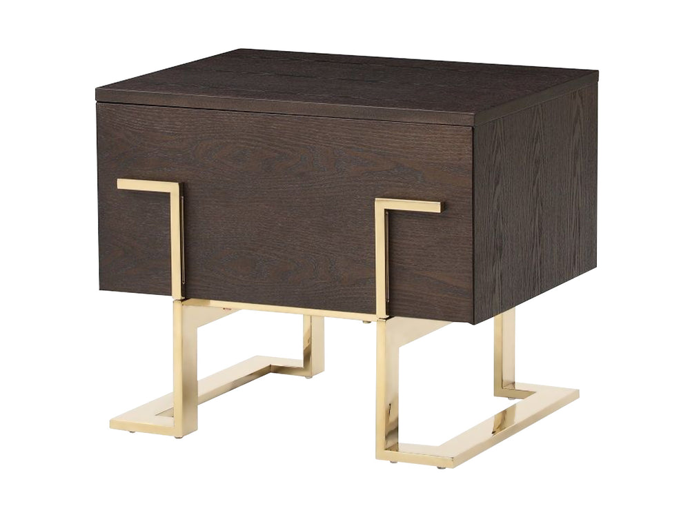 Moontide Modern Smoked Ash & Gold Nightstand - View 3