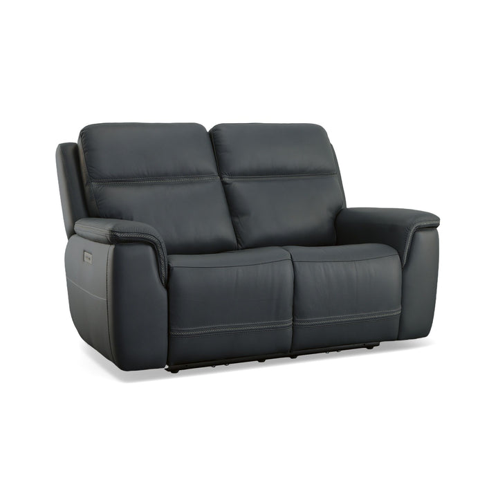 Sawyer Leather Power Reclining Loveseat w/ Pwr Headrests, Lumbar in Marine