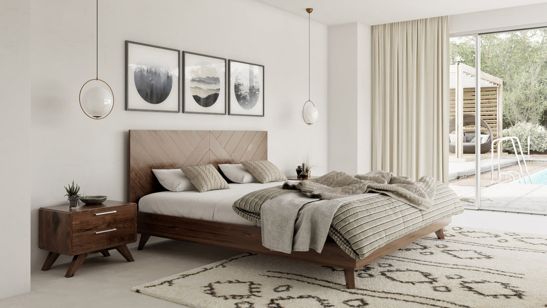 Soren  Modern Walnut Bed