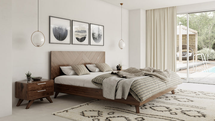 Soren  Modern Walnut Bed
