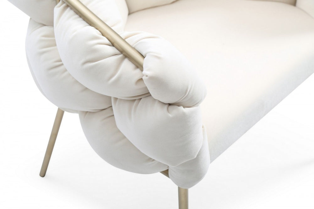 Debra Modern Off-White Fabric Dining Chair - View 2