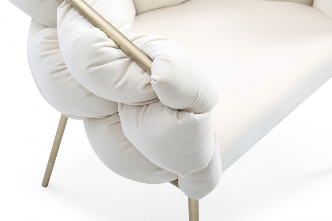 Debra Modern Off-White Fabric Dining Chair