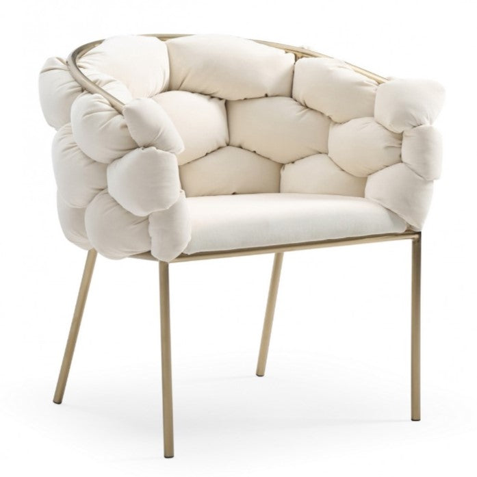 Debra Modern Off-White Fabric Dining Chair
