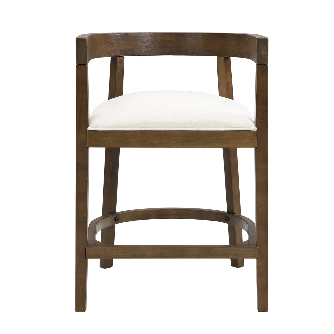 Barrel Back Rubberwood Counter Stool – Beige (Set of 2)