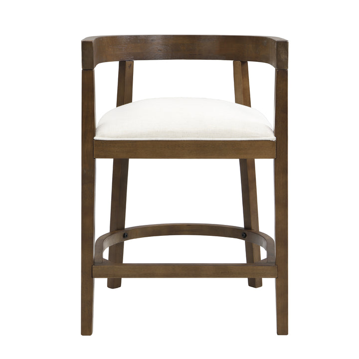 Barrel Back Rubberwood Counter Stool – Beige (Set of 2)