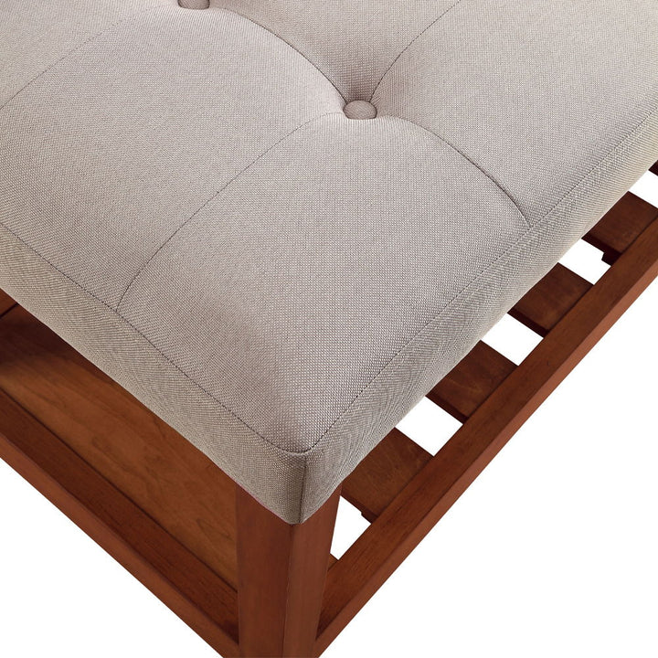 Charla - Bench - Light Gray Fabric & Oak