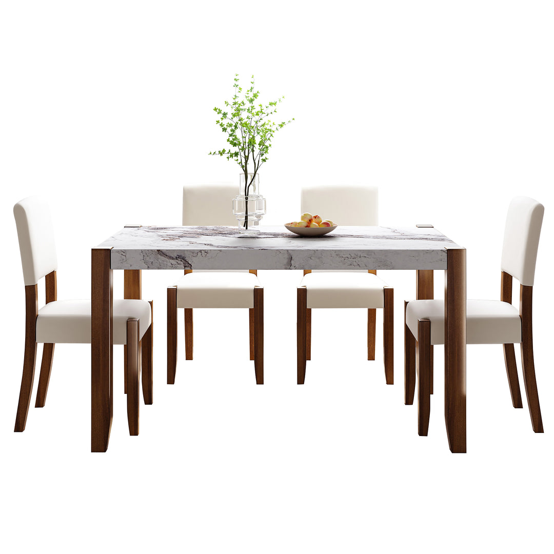 5-piece-faux-marble-dining-table-set-with-rubberwood-legs