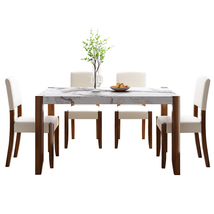 5-piece-faux-marble-dining-table-set-with-rubberwood-legs