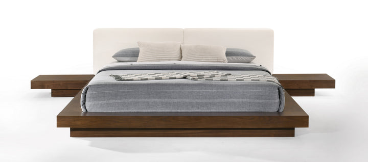 Tokyo - Eastern King Contemporary Walnut and White Platform Bed