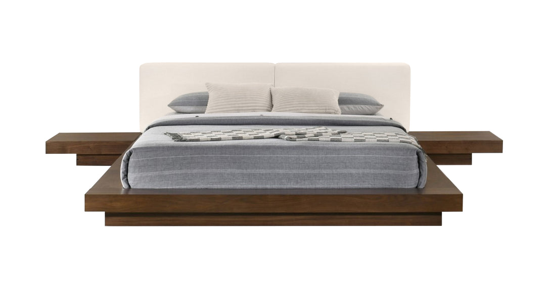 Tokyo  Contemporary Walnut and White Platform Bed