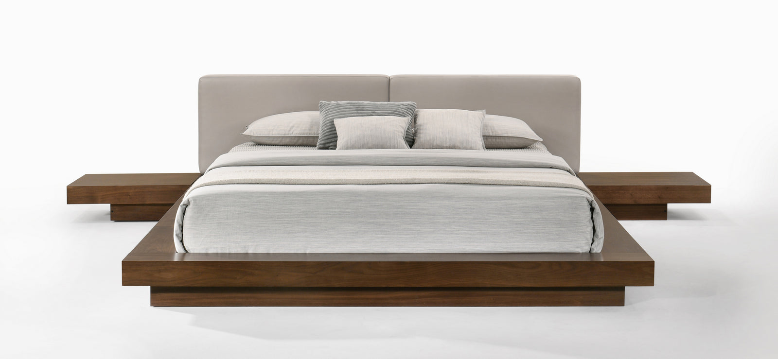 Tokyo - Eastern King Contemporary Walnut and Grey Platform Bed