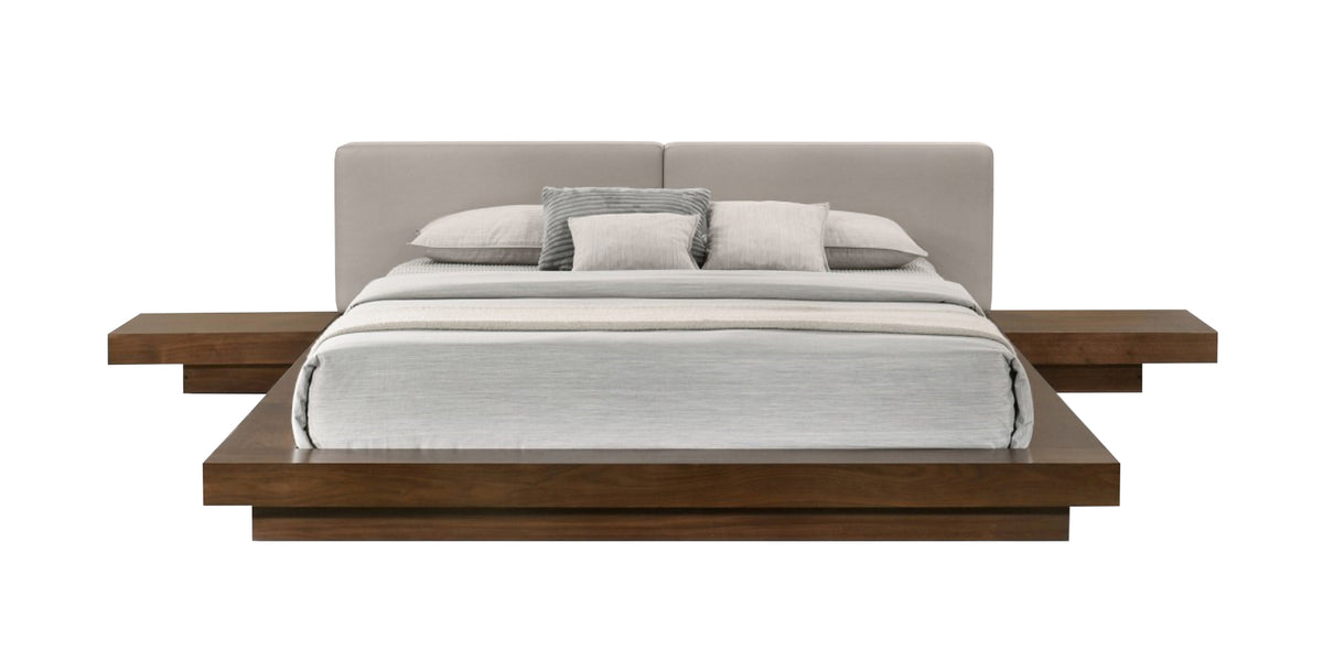 Tokyo - Contemporary Walnut and Grey Platform Bed